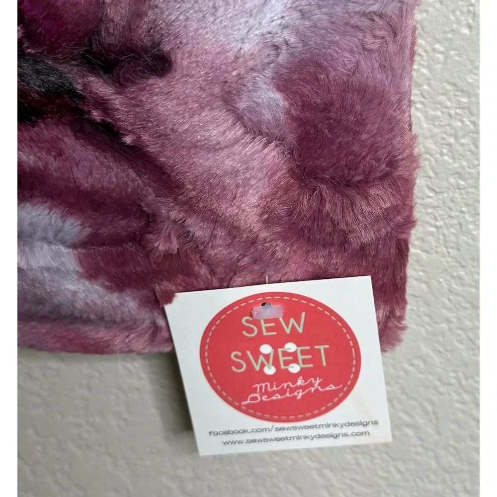 Sew Sweet Minky Designs Pillow Case Cover 21x13 Burgundy Tie Dye Plush NEW